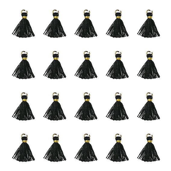 Кулон с кисточкой из поликоттона (полиэстер), миниатюрные подвески-кисточки, с железными выводами и металлическим шнуром