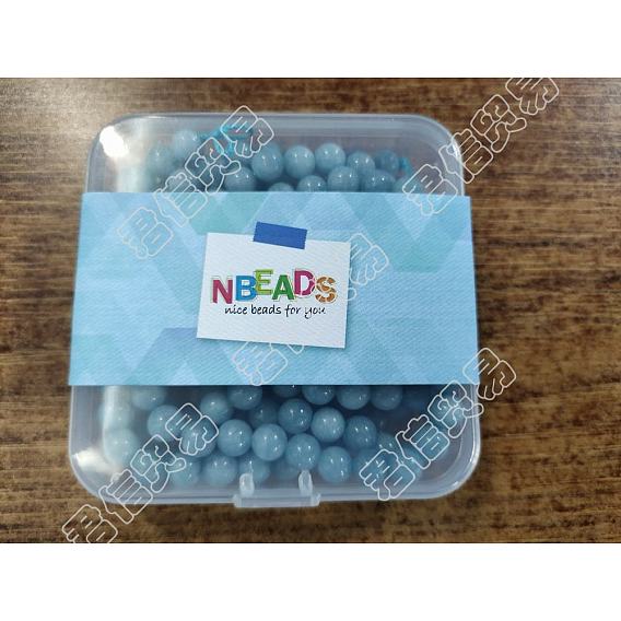 3 Strands Natural Chalcedony Beads Strands, Imitation Aquamarine, Dyed & Heated, Round