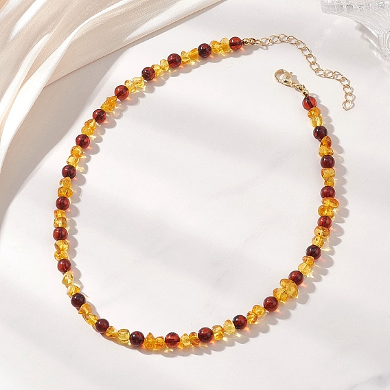 Ожерелья из натурального янтаря в форме круглого стержня и самородков для женщин., золотые, темно-красный