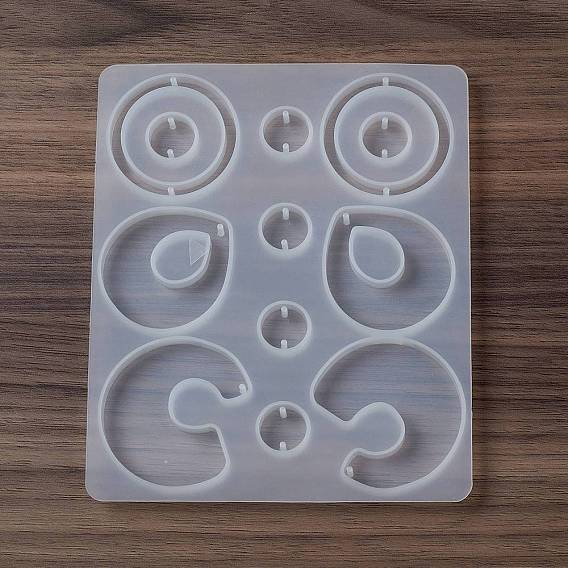 DIY Pendant Food Grade Silicone Molds, Resin Casting Molds, for UV Resin, Epoxy Resin Jewelry Makings, Round & Teardrop & C-shape
