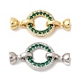 Латунное микропейв, прозрачный кубический цирконий, складные застежки, со стеклом, круглые кольца
