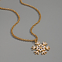 Минималистичные 304 ожерелья с подвеской в виде белой снежинки из нержавеющей стали для женщин