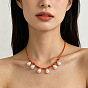 Imitation Pearl Teardrop Tassel Adjustable Braided Cotton Cord Necklaces for Women