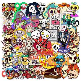 Halloween Themed PVC Waterproof Sticker Labels, Skull Self-adhesive Decals, for Suitcase, Skateboard, Refrigerator, Helmet, Mobile Phone Shell
