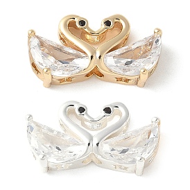 Латунные микро проложить кубического циркония бусы, без кадмия, без никеля и без свинца, двойной лебедь