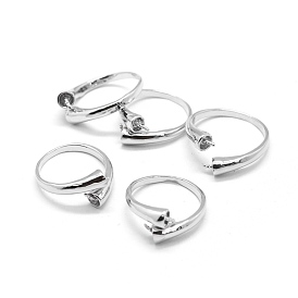 Componentes del anillo de dedo de cobre amarillo, anillos del manguito, anillos abiertos, por medio perforó perlas, ajustable