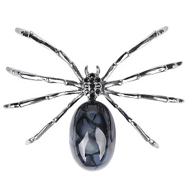 Creative alloy crystal agate stone ring surface large eight-legged poisonous spider shape decoration craft jewelry