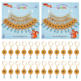 12шт сплава эмали подвески в виде подсолнуха фиксирующие маркеры петель, с золотым оттенком 304 фурнитура для серег с защелкой из нержавеющей стали