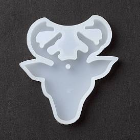 Christmas Theme DIY Christmas Reindeer/Stag Pendant Silicone Molds, Resin Casting Molds, for UV Resin & Epoxy Resin Jewelry Making