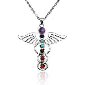 Ожерелья с натуральными и синтетическими драгоценными камнями чакры, ожерелья с подвеской из сплава для женщин