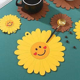 Silicone Coasters, Sunflower with Smiling Face Cup Mats