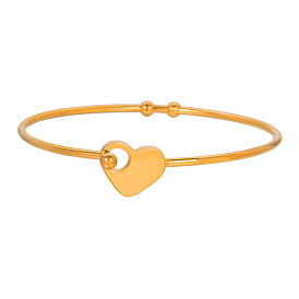 Bracelet en forme de coeur en acier inoxydable - jonc ouvert pour femme, bracelet d'amour, cadeau de couple.