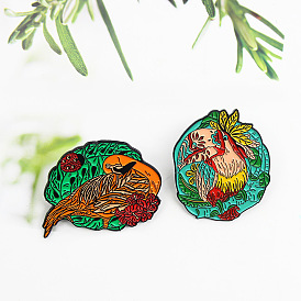 Colorful Feather Bird Pins for Fashionable and Unique Big Mouth Bird and Long Necked Bird