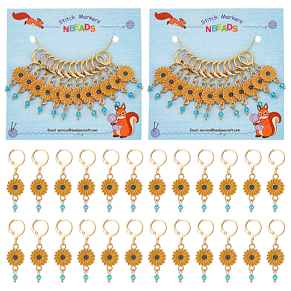 12шт сплава эмали подвески в виде подсолнуха фиксирующие маркеры петель, с золотым оттенком 304 фурнитура для серег с защелкой из нержавеющей стали