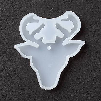 Christmas Theme DIY Christmas Reindeer/Stag Pendant Silhouette Silicone Molds, Resin Casting Molds, for UV Resin & Epoxy Resin Jewelry Making