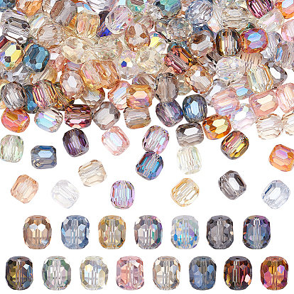 120 шт 15 цвета гальванические стеклянные бусины, Sqaure, граненые