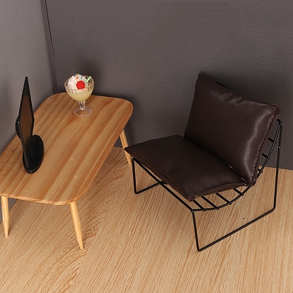 Модель дивана и кресла из железа и искусственной кожи, мини-мебель, миниатюрные украшения кукольного домика