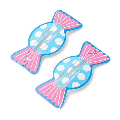 Baking Paint Iron Snap Hair Clips, for Children's Day, Candy