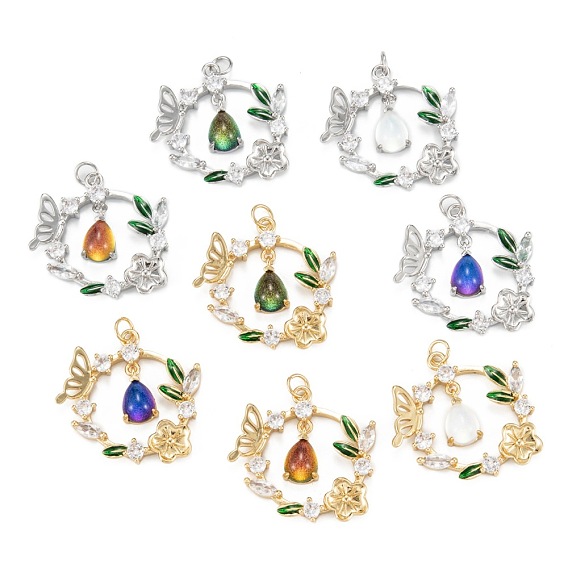 Подвески из прозрачного кубического циркония из латуни, с целью перехода в кольце, долговечный, без свинца и без кадмия, цветок