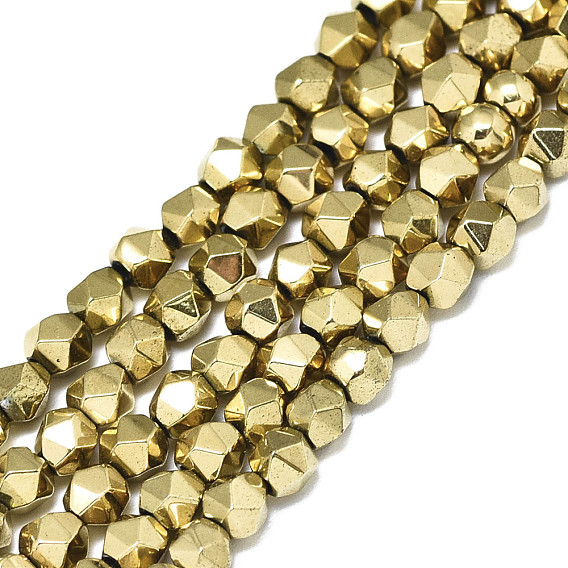 Electroplate Non-magnetic Synthetic Hematite Beads Strands, Round, Faceted