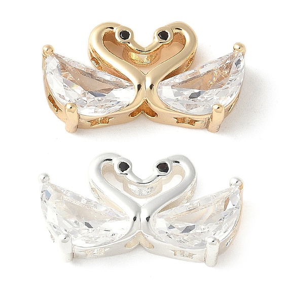 Латунные микро проложить кубического циркония бусы, без кадмия, без никеля и без свинца, двойной лебедь