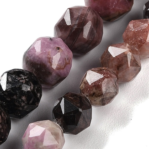 Природные родонит бисер нитей, граненые, бусины с двойным сердечком и звездочкой