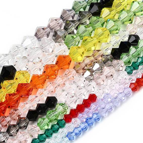 Прозрачный градиент цвета стеклянные бусины пряди, двухконусные, граненые