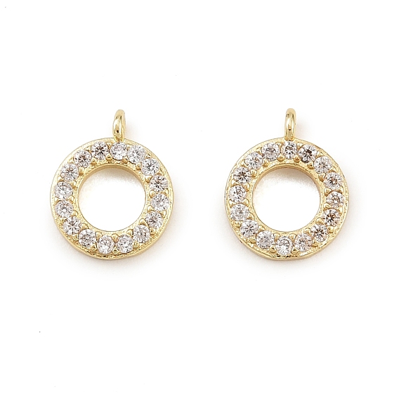 Латунные микро проложить кубического циркония подвески, плоско-круглые, долговечный, стойки покрытие