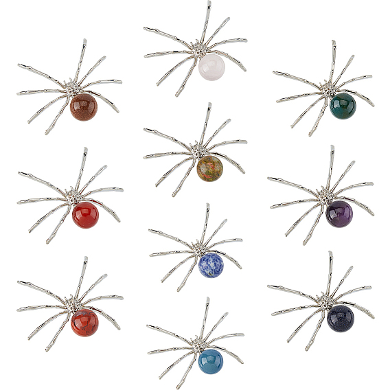 10 шт. украшения в виде паука из натурального и синтетического драгоценного камня, для украшения дома, со сплавом