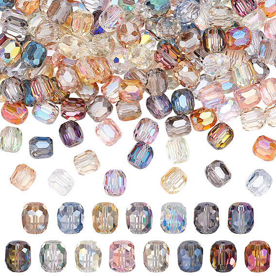 120 шт 15 цвета гальванические стеклянные бусины, Sqaure, граненые