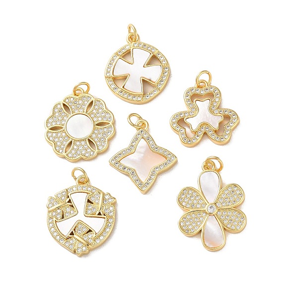 Латунные микропаве прозрачные подвески с фианитом, без кадмия и без свинца, с оболочкой, реальный 18 k позолоченный