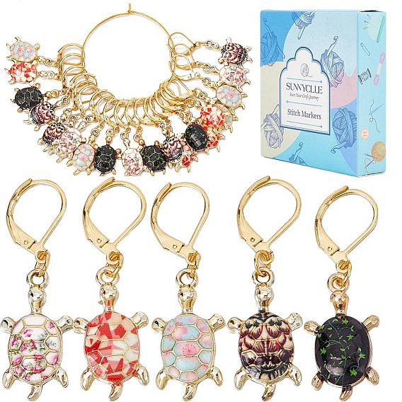 Маркеры с замком в виде черепахи, маркер петель с подвесками из сплава эмали с 304 пяльцами из нержавеющей стали