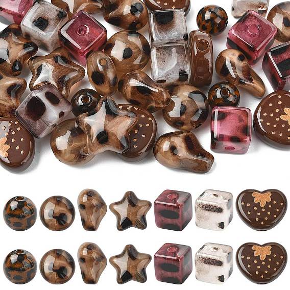 35 шт. 7 стили леопардовый принт непрозрачные акриловые бусины