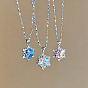 Collares con colgante de copo de nieve de aleación con diamantes de imitación para Navidad para mujer, Platino