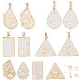 SUNNYCLUE DIY Earring Making, with Epoxy Resin Pendants, ABS Plastic Imitation Pearl, Brass Stud Earring Findings and Ear Nuts