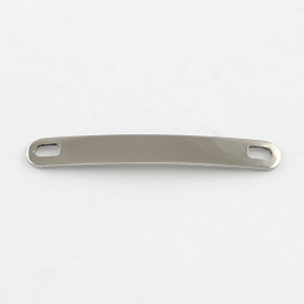 Curved Rectangle 201 Stainless Steel Blank Tag Links/Connectors, 49x6.3x1mm, Hole: 2.5x4.5mm
