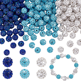 210шт 3цвета бусины из полимерной глины ручной работы со стразами, круглые