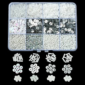 Kit de recherche de fabrication de bijoux en perles de bricolage, y compris clairon et graines de verre rondes et perles de paillette en plastique