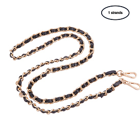 PandaHall Elite Bag Strap Chains, Iron Curb Link Chains with PU Leather and Swivel Lobster Claw Clasps