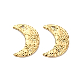 304 Stainless Steel Pendants, Moon with Eye, Ion Plating(IP)