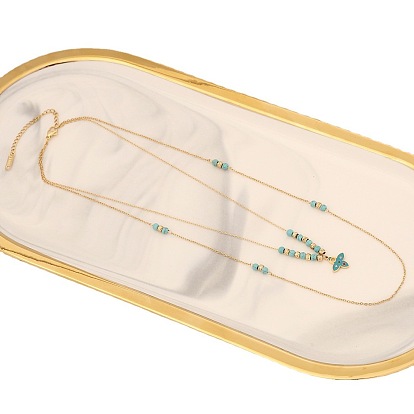 Stylish Multi-layer Turquoise Necklace with Heart-shaped Eye Pendant N1005