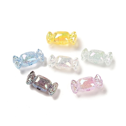 Transparent Crackle Acrylic Beads, Iridescent UV Reactive Beads, Candy