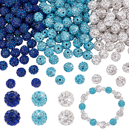 210шт 3цвета бусины из полимерной глины ручной работы со стразами, круглые