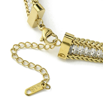 Cubic Zirconia Tennis Bracelet, 304 Stainless Steel Link Chain Bracelet