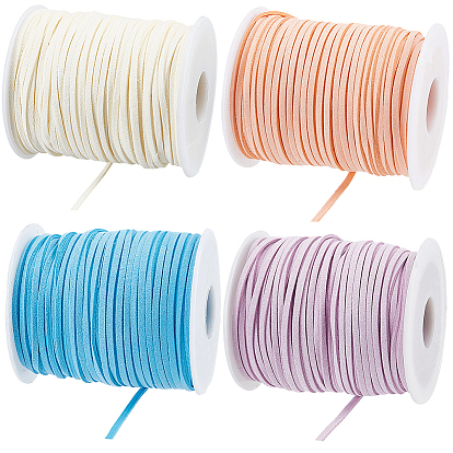 4 рулоны 4 цвета плоский искусственный замшевый шнур, искусственная замшевая кружева, с 1шт. подарочными мешочками из органзы