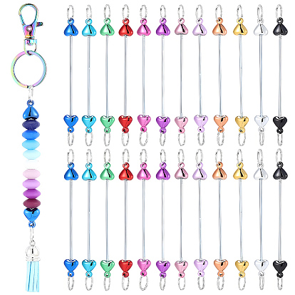 24шт. 12 цветов, брелоки из нержавеющей стали с бусинами для изготовления украшений и поделок своими руками
