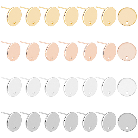24 шт. 4 цвета 201 детали серьги-гвоздики из нержавеющей стали, с 316 штифтами из хирургической нержавеющей стали и отверстием, плоско-круглые