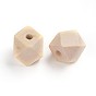 Unfinished Wood Faceted Cube Beads, Natural Wooden Beads, Lead Free, 12x12x12mm, Hole: 2~3mm