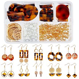 SUNNYCLUE DIY Cellulose Acetate(Resin) Earring Making Kits, include Pendants & Links, Glass Pearl Beads, Stainless Steel Filigree Joiners Links & Pendants, Brass Charms & Earring Hooks