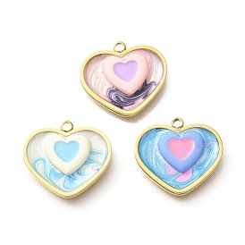 Латунь эмаль подвески, сердце прелести, реальный 18 k позолоченный